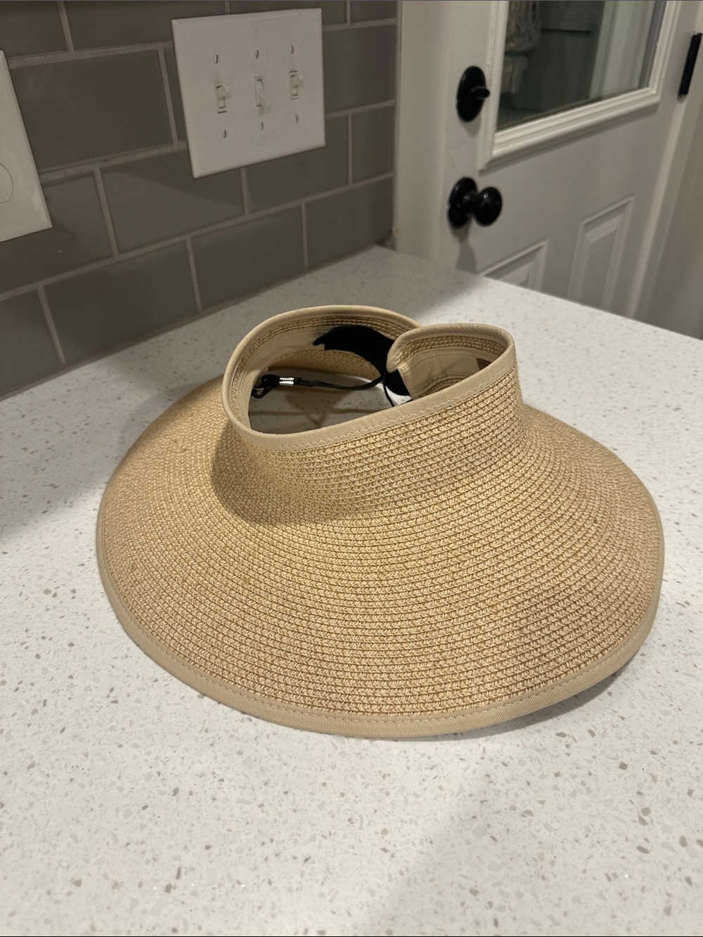 Straw Visor Sun Hat - Beige